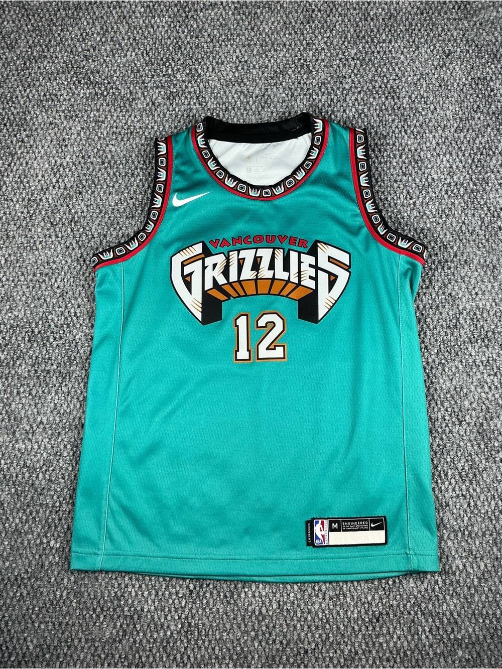 Nike Vancouver Grizzlies Jersey #12 Ja Morant Teal, Youth Size M NBA Swingman